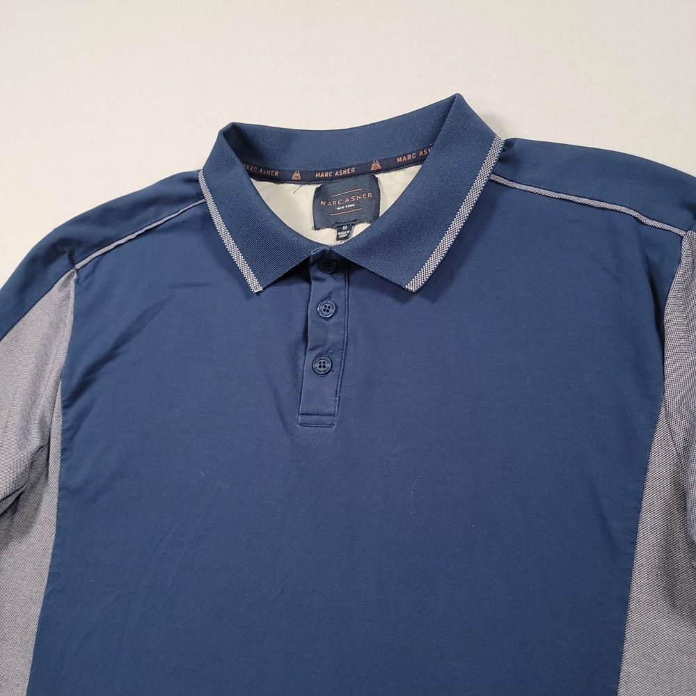 Marc Asher Men Polo Shirt Medium Blue Athletic Performance Short Sleeve‎